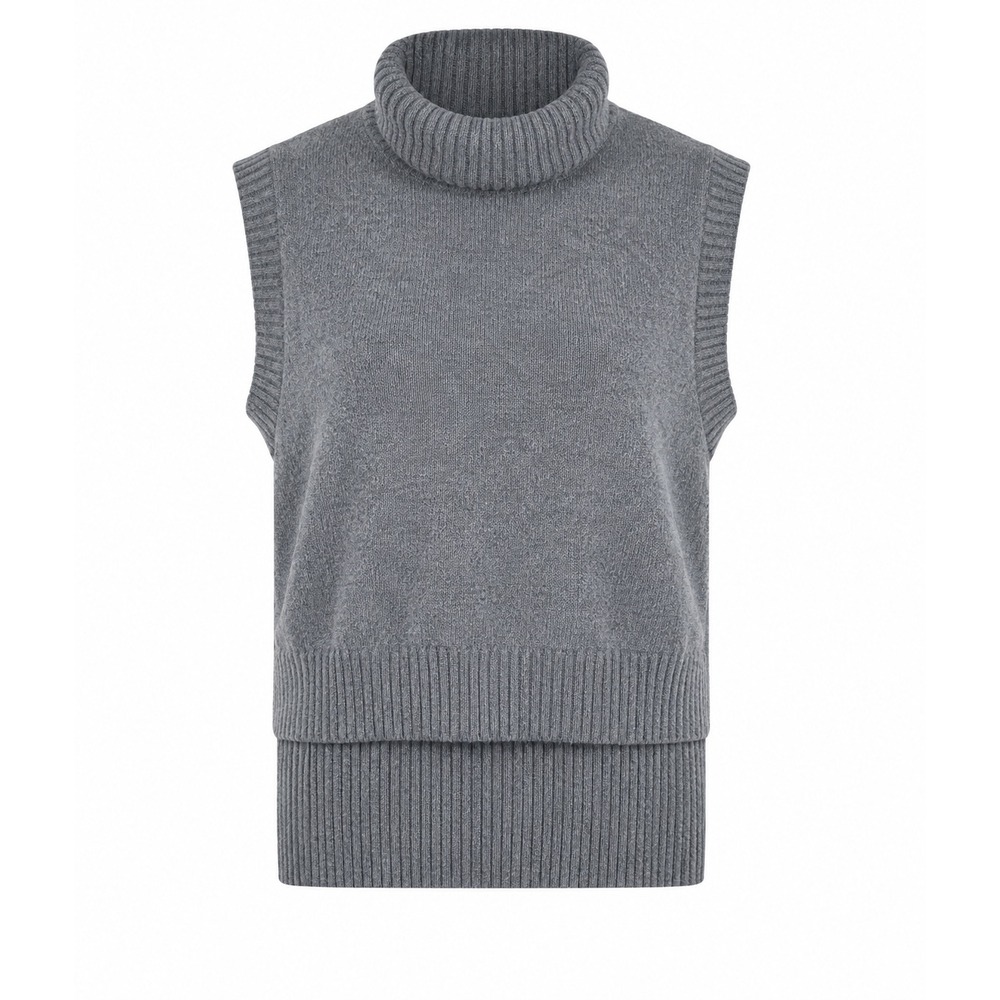 Turtleneck Sleeveless Sweater Vest XS Small layering preppy Gray  Neutral Womens